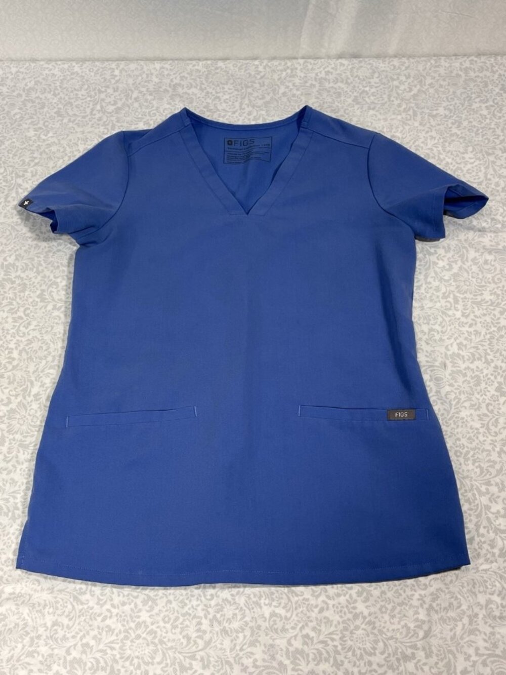 FIGS Catarina Scrub Top Womens XXS Light Blue FW1100 V Neck Technical Collection